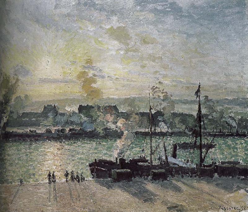 Camille Pissarro sunset port Spain oil painting art